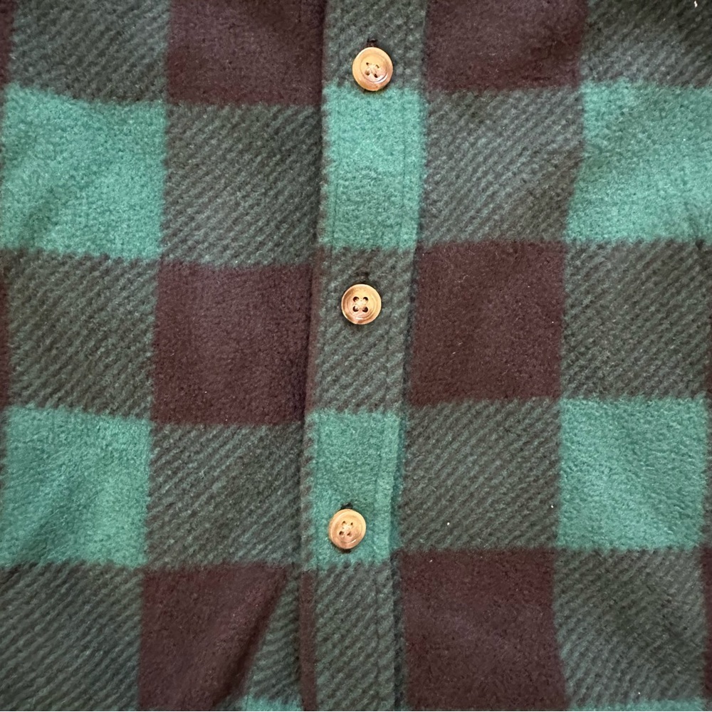 Jumping Beans Boys Size 5 Button Up Shirt Fleece Green Black Buffalo Plaid EUC! - Picture 6 of 7